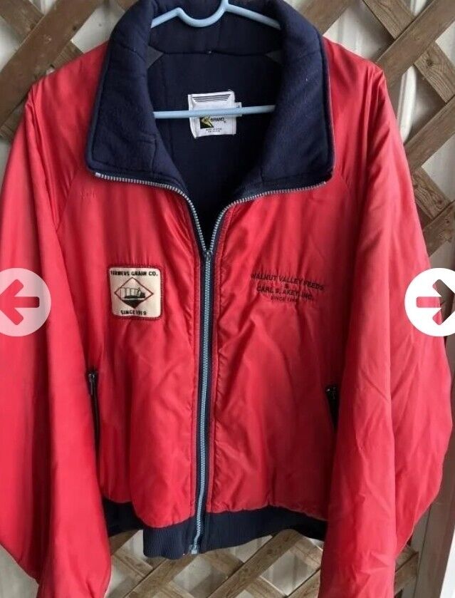 Vintage Farmers Grain Co. Seeds Jacket XXL Red Farm Farmer King Coat Indiana 