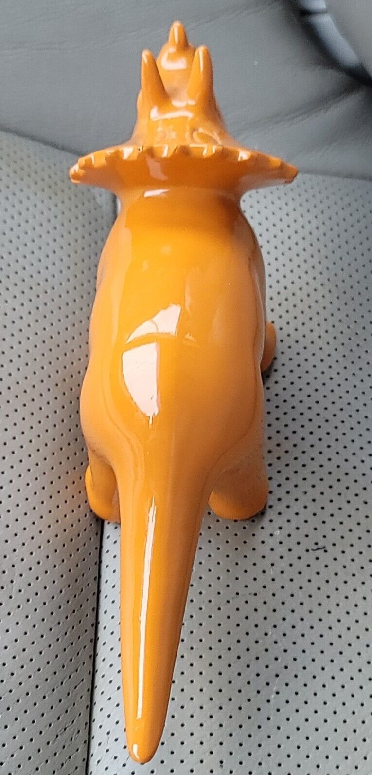 Vintage Cast Aluminum Orange Triceratops Dinosaur Figurine