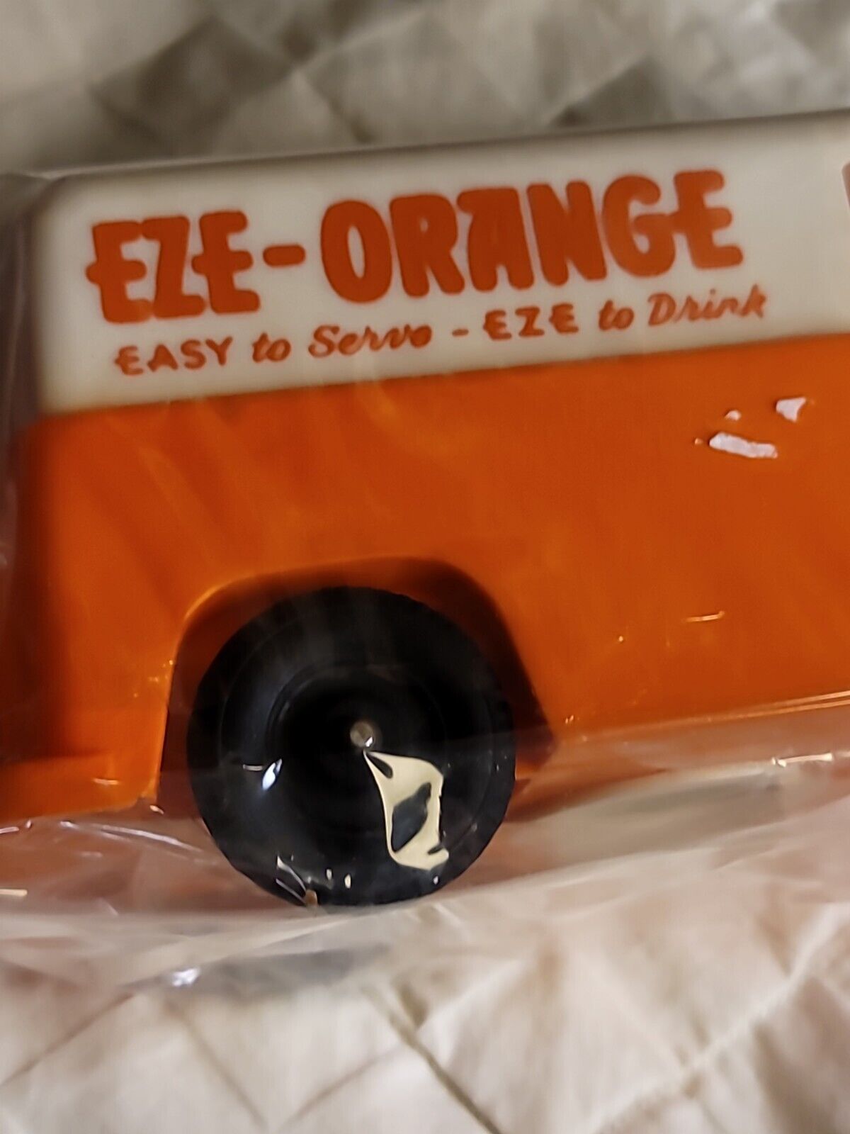 RARE Vintage 1950's EZE Orange Hard Plastic Advertising Bank Toy Collectible IOP