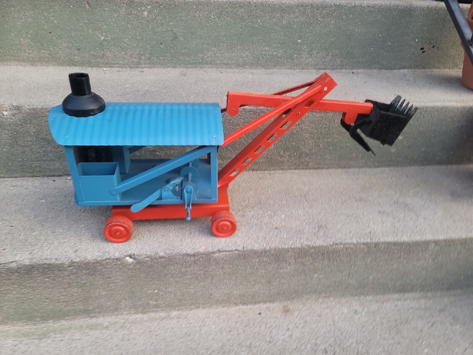 Vintage Buddy L Line Steam Shovel Pressed Steel Construction toy 1920's REPAINT 