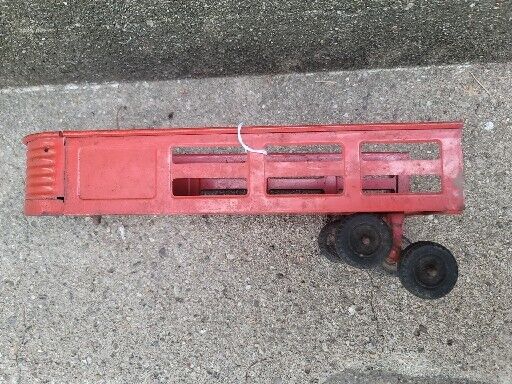 Vintage large 16” Structo Steel Carrier Pressed Steel Semi Trailer