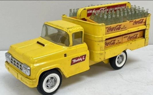 VINTAGE NM 1950'S BUDDY L PRESSED STEEL COCA-COLA ANTIQUE DELIVERY TRUCK  15" 