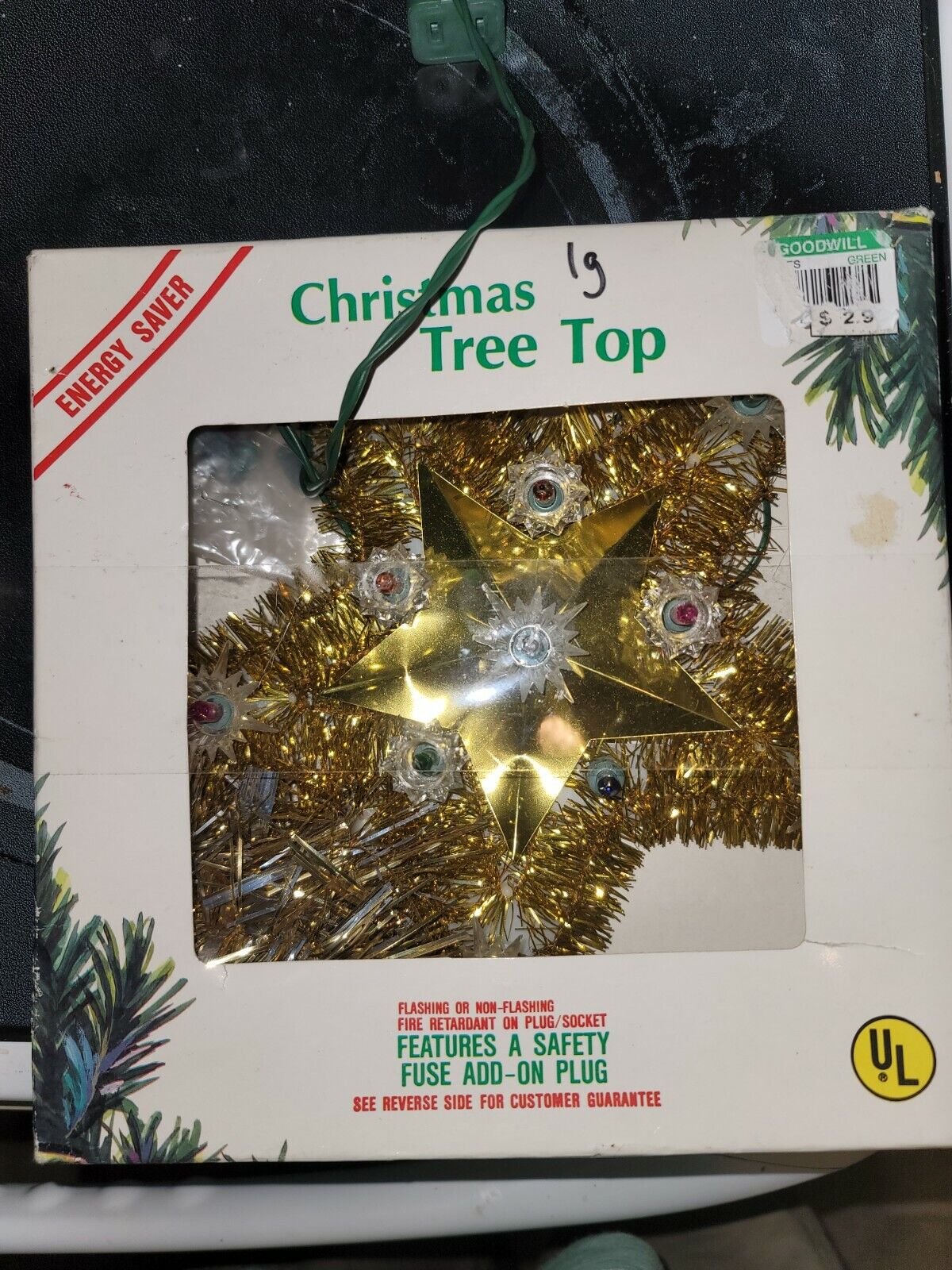 IOB Vintage Electric Gold & Silver Star Christmas Tree Topper 8" Working Order!