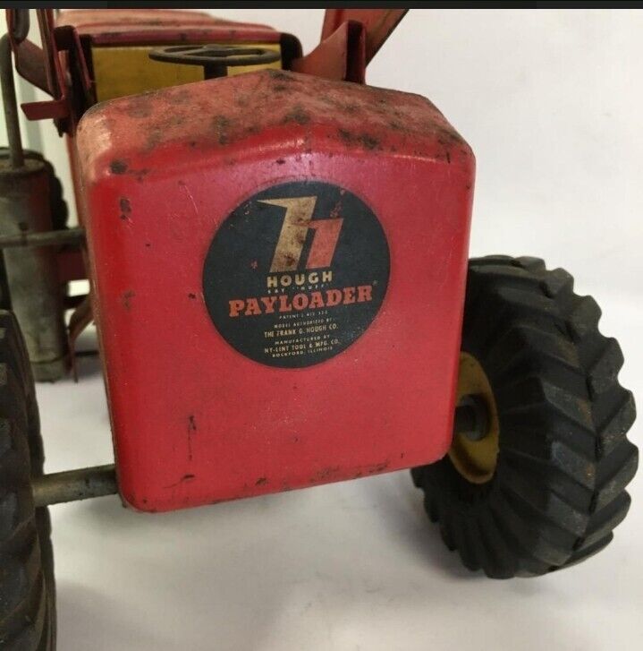 Vintage Nylint Red Pressed Steel Hough Payloader Front End Loader Tractor Toy