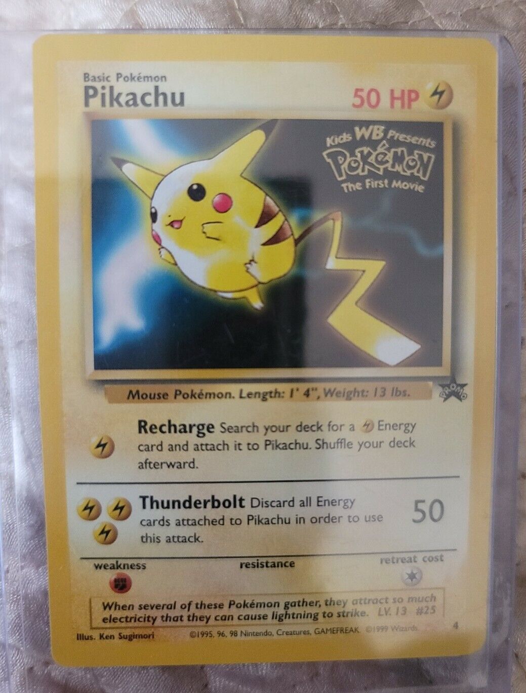 Pikachu Promo 4 Pokemon Card Kids WB Presents Pokemon The First Movie