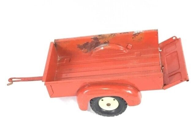 Vintage Red Tru-Scale TRACTOR & 2 Wheel Tractor Trailer & 4 Wheel Grain Trailer 