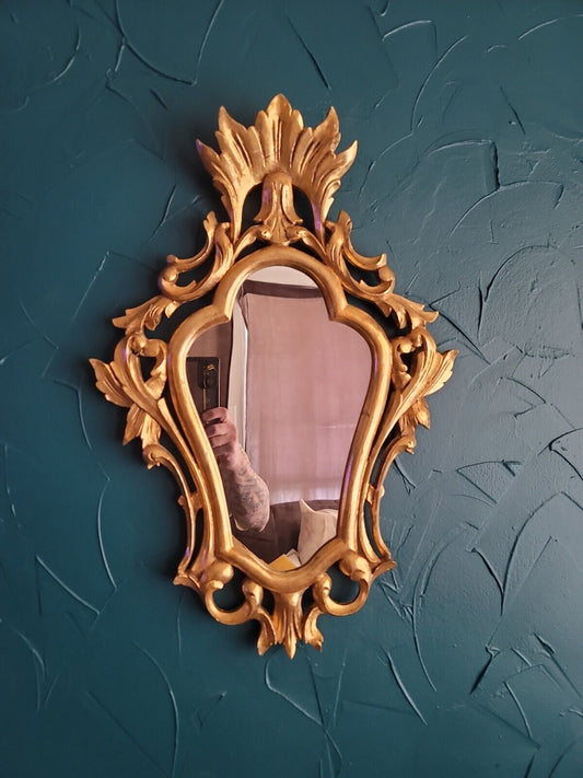 Vintage ITALIAN French GUILT WOOD MIRROR DECOR Louis 