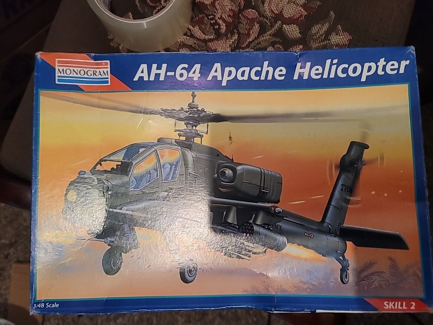 Monogram AH-64 Apache Attack Chopper 1/48 Scale Model Kit 5443 Open Box