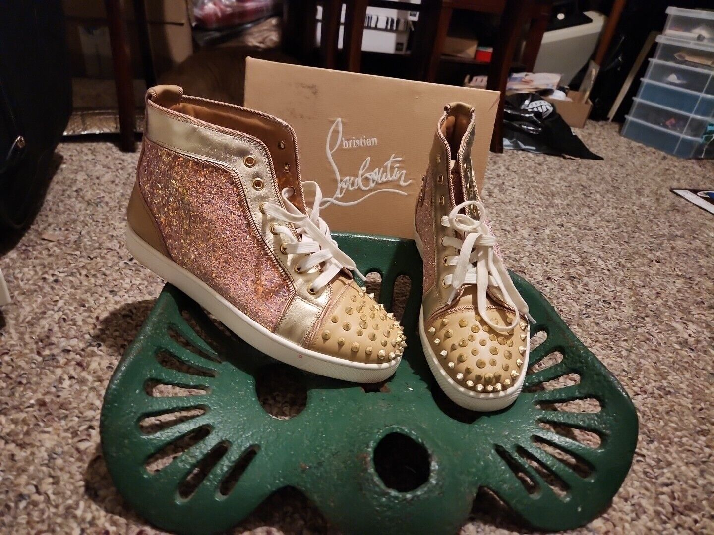 Christian Louboutin Louis Flat Veau Velours/Strass Sneakers Mens Size 12 46