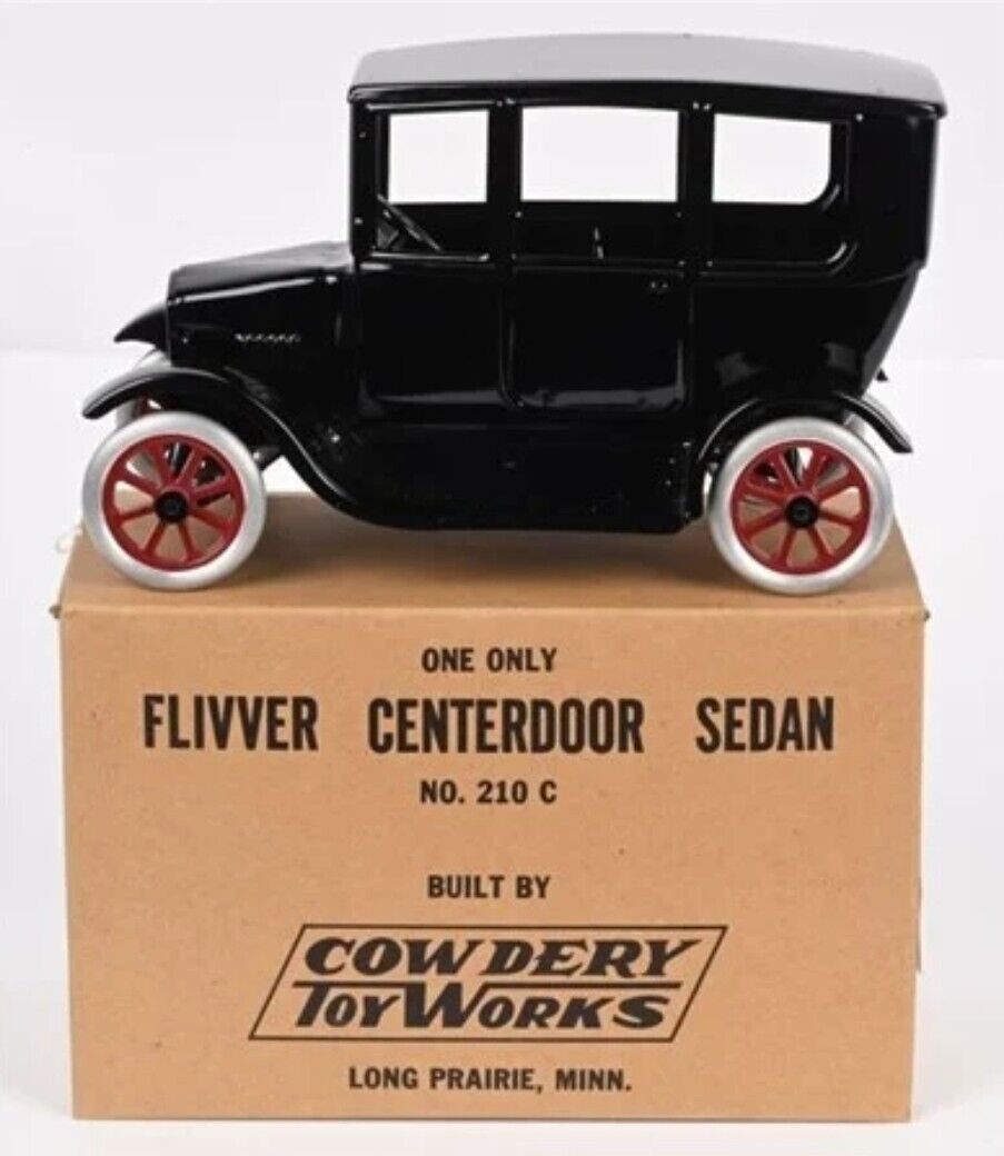 COWDERY TOY WORKS 210C FLIVVER CENTERDOOR SEDAN IN BOX MADE W/CERT & PIN