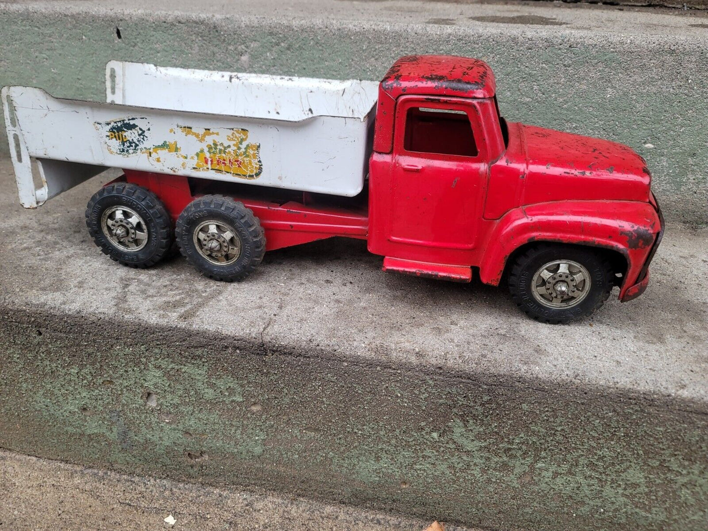 Vintage Buddy L tow truck Pressed Steel Red Tonka Structo Wyandotte 