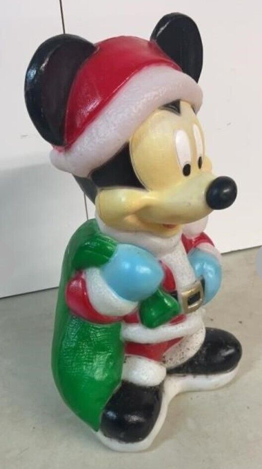 Vintage Disney Mickey Mouse Santa 18" Lawn Christmas Blow Mold Santa's Best 