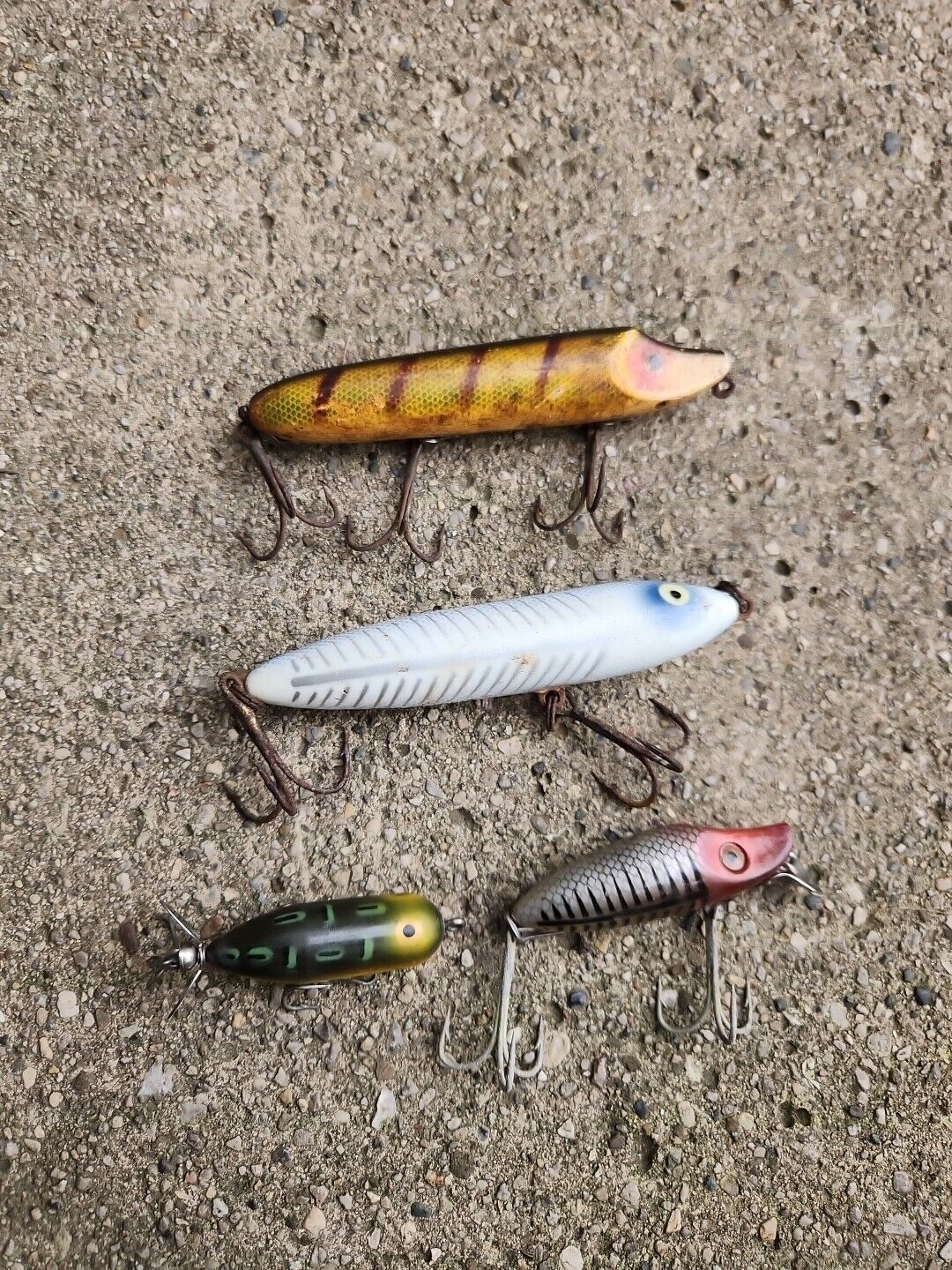 LOT of 4 Vintage  Fishing Lures Heddon River Runt Spook Lot Collection Boxes