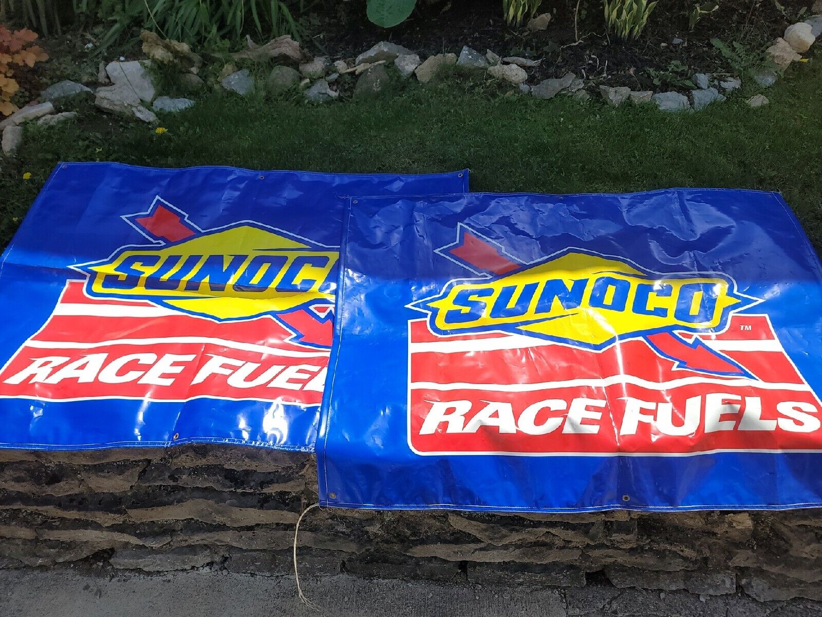 Vintage Sunoco Race Fuels Plastic Banner Ford Chevy Mopar racing Petroleum 