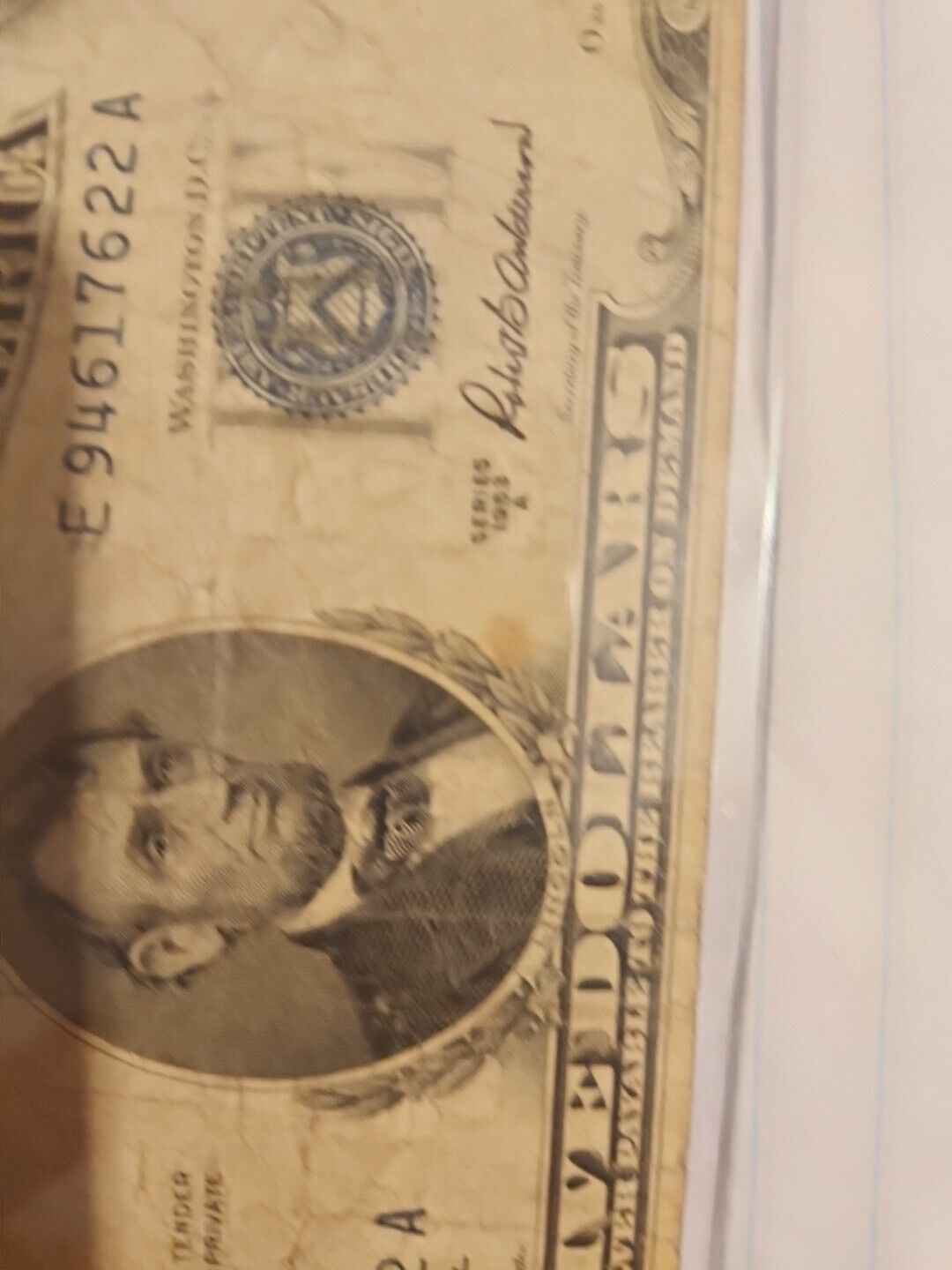 silver certificate five dollar 1953 series A blue stamp 