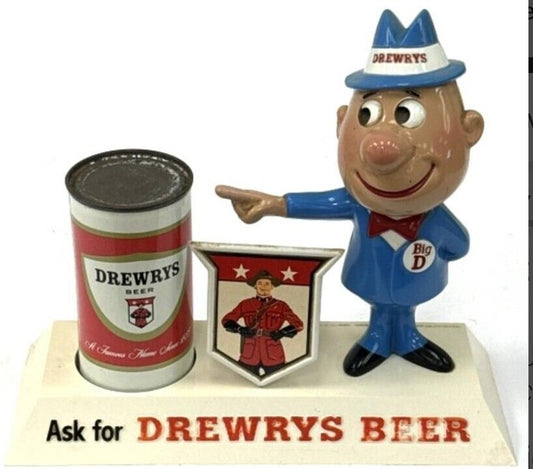 Vintage Authentic Drewrys Big D Vintage Store Display Beer Toy Rare Decor Man 