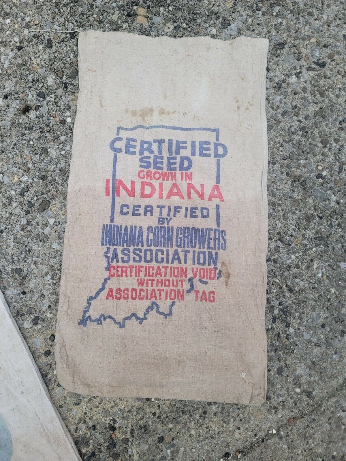 Vintage T.C. Davis & Sons Indiana Certified Cloth Seed Bag Sack Barn find short