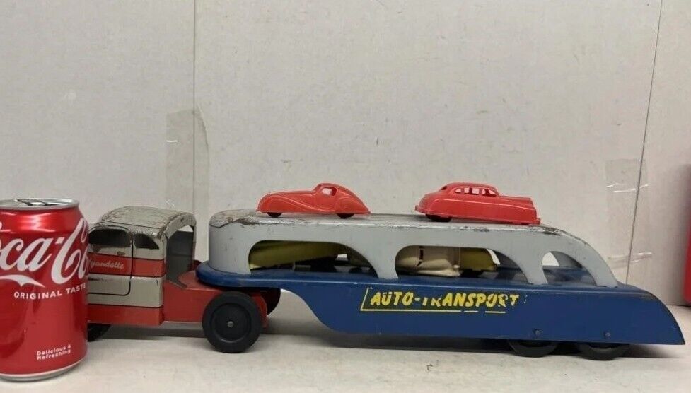 Vintage Wyandotte Auto Transport Pressed Steel 2-Piece Trailer Truck 1960s 2 Car