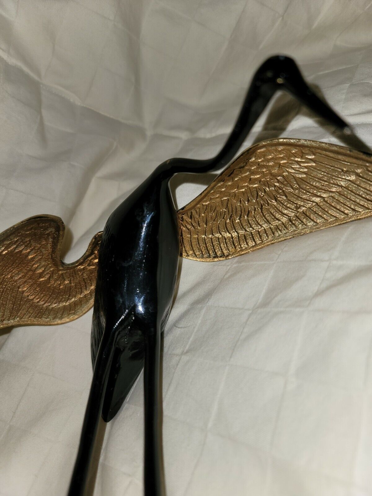 Set of 2 Vintage Brass BlackHeron Stork Crane Bird Figurines Vintage MCM NICE