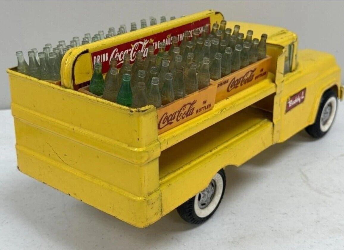 VINTAGE NM 1950'S BUDDY L PRESSED STEEL COCA-COLA ANTIQUE DELIVERY TRUCK  15" 