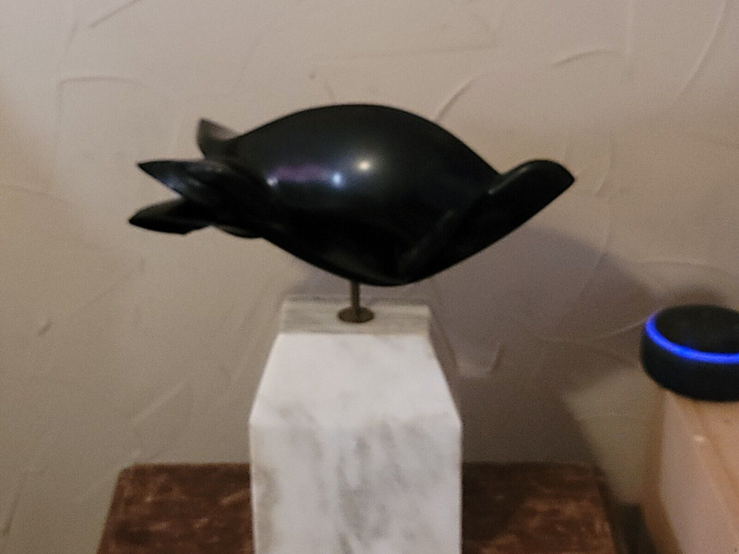 VINTAGE 1988  ART FLYING INSECT FISH BIRD MARBLE SCULPTURE 13" TALL GAEVON 