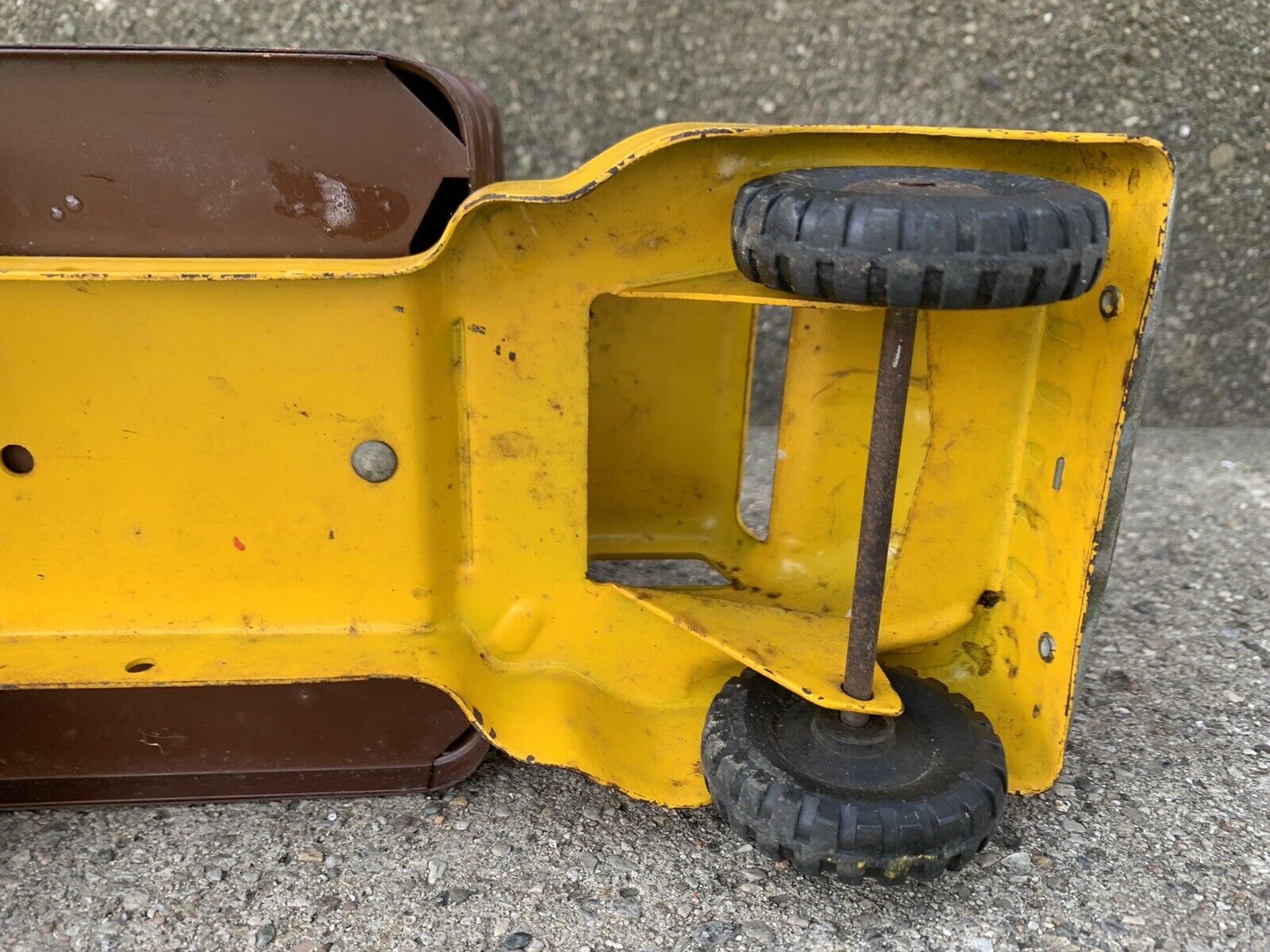 Vintage 50's Structo Parcel Service Truck Steel Yellow Brown Kids Toy