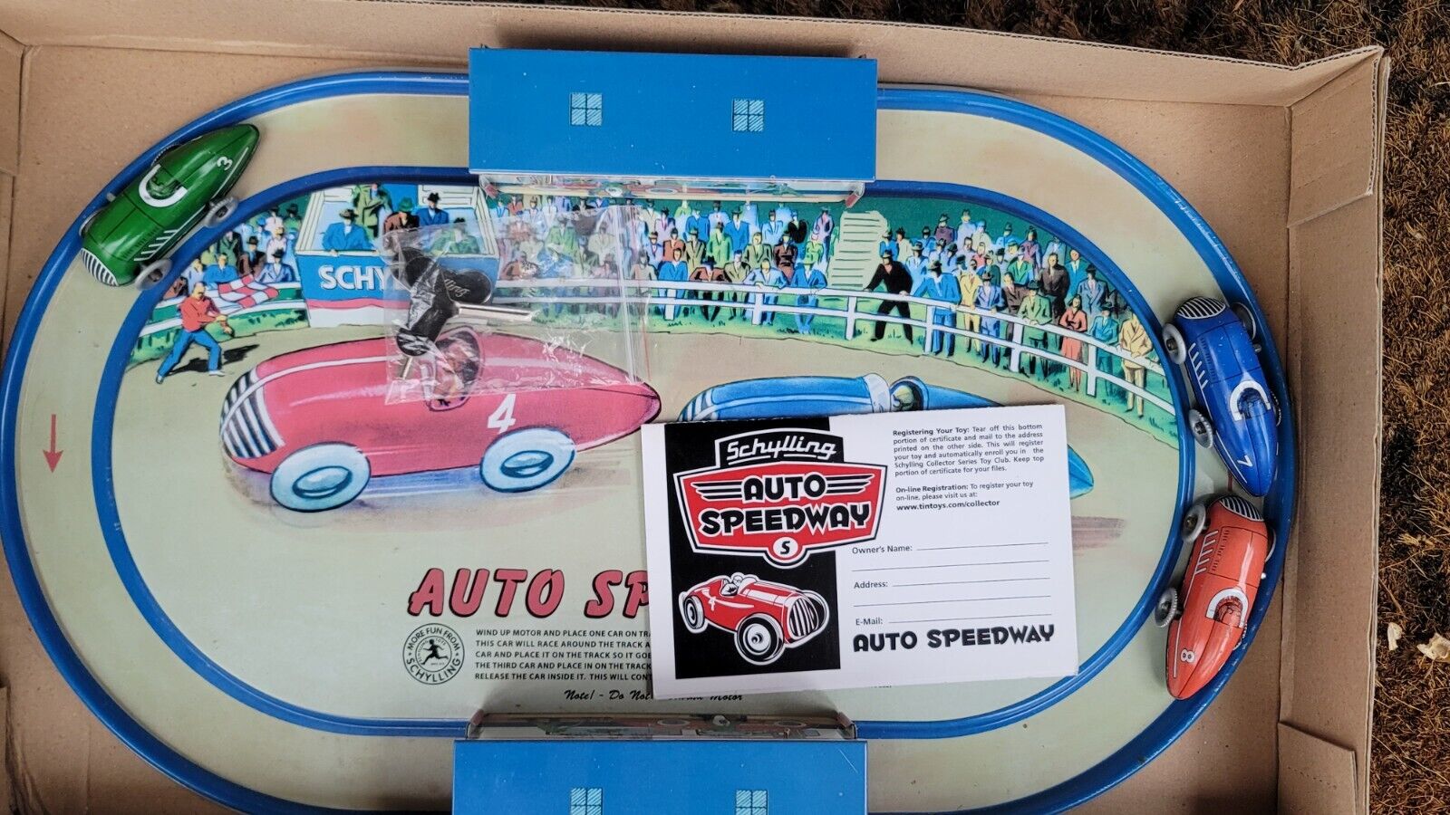 Schylling Auto Speedway Tin Plate Toy Clockwork Vintage Style Collectors Series