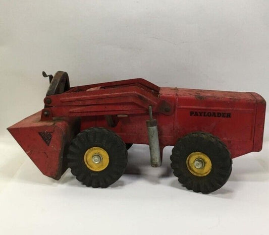 Vintage Nylint Red Pressed Steel Hough Payloader Front End Loader Tractor Toy