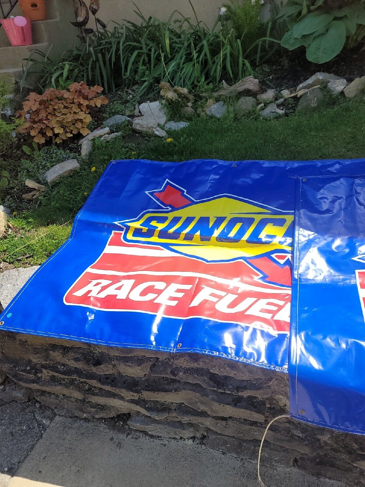 Vintage Sunoco Race Fuels Plastic Banner Ford Chevy Mopar racing Petroleum 