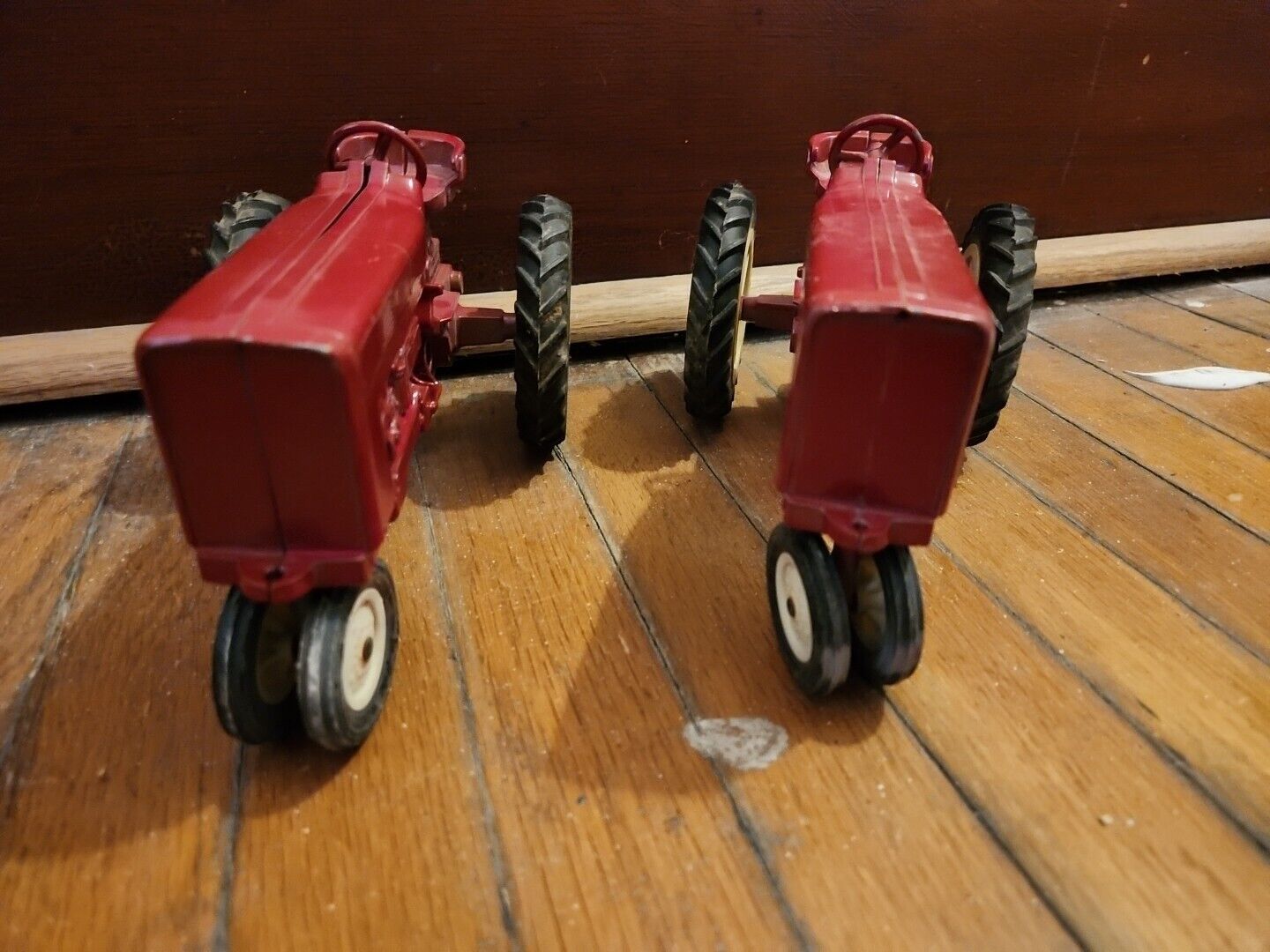 Two Vintage Metal Farm Tractor Toy Die Cast Ertl Co International Harvester Red