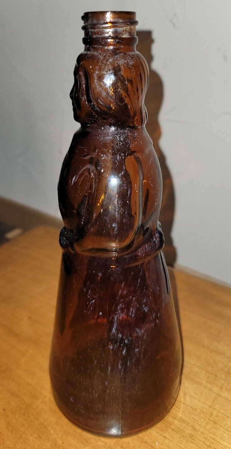 Vintage 1976 Mrs. Butterworth's Syrup Glass Bottle W Metal Lid 11" tall