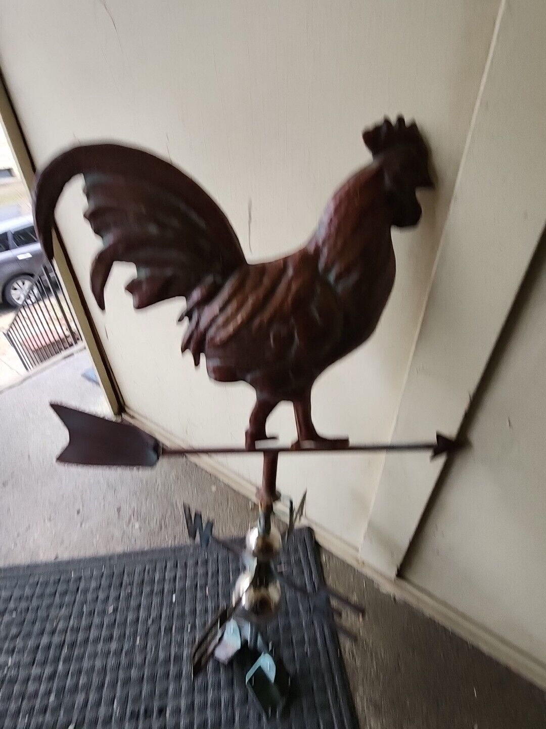 LARGE Handcrafted 3Dimensional  ROOSTER Weathervane Copper Patina Finish