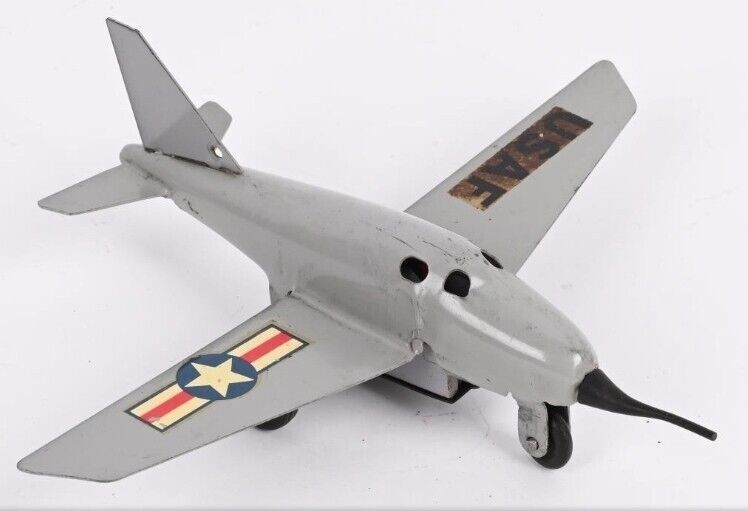 Vintage Wyandotte Pressed Steel Friction Drive Jet Airplane, USAF