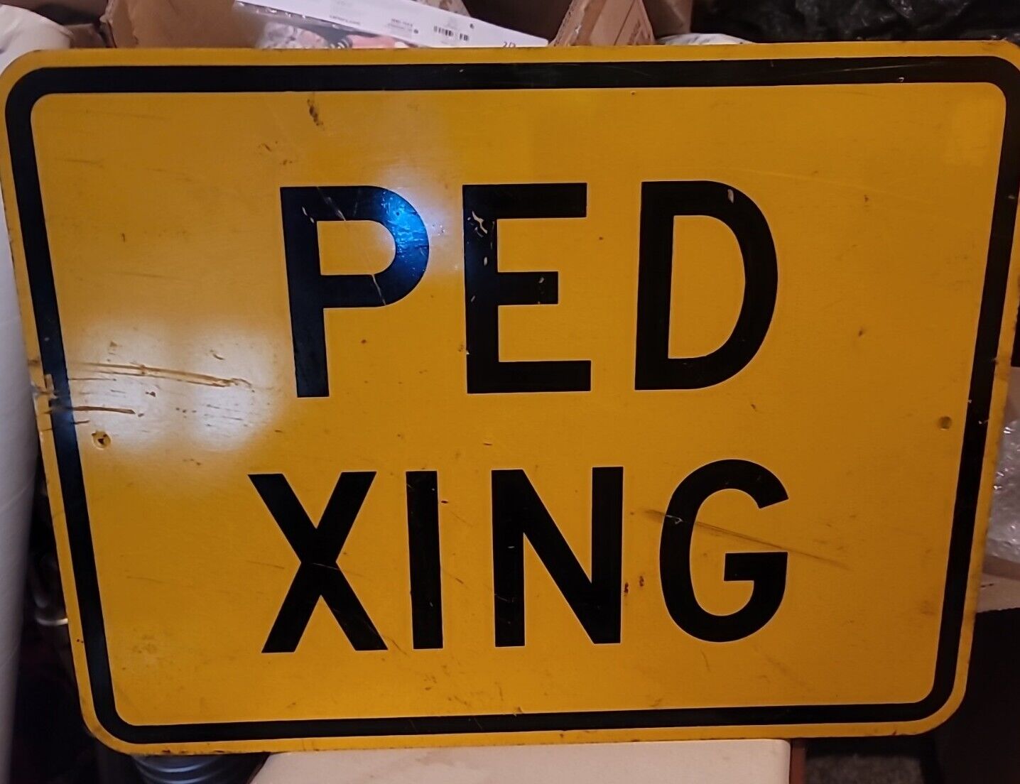 Vintage Ped Xing Traffic Sign  18 In Height 24 In Width Aluminum Road Traffic Ad