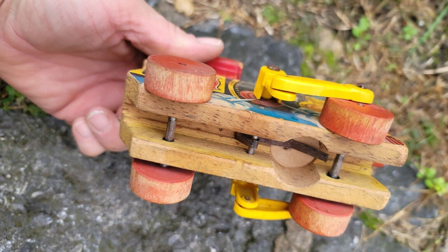 Vintage 1951 Fisher Price Wooden Pull Toy Puffy Train 444