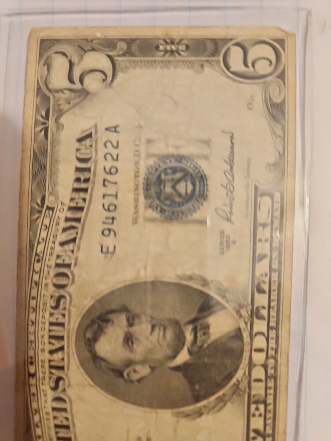 silver certificate five dollar 1953 series A blue stamp 