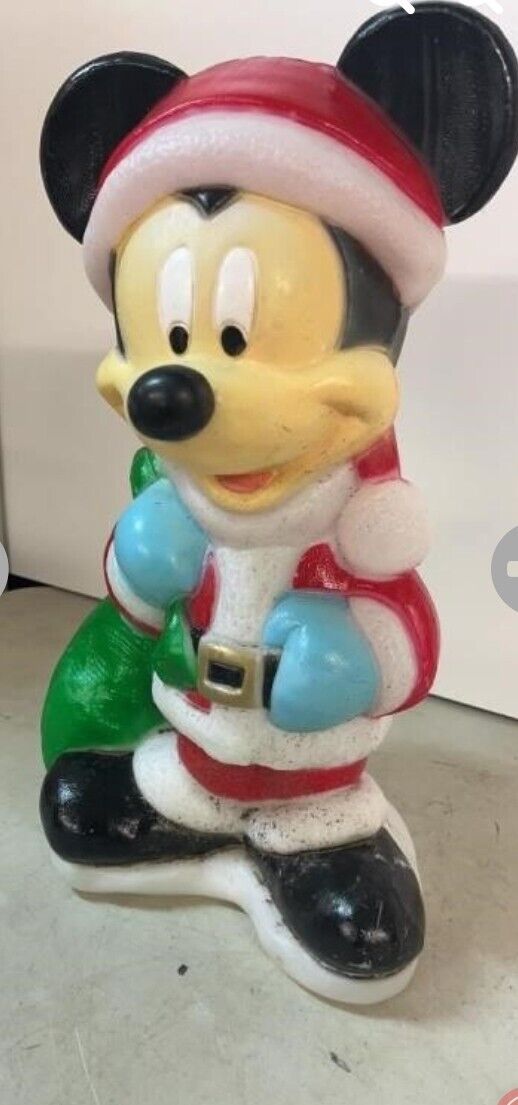 Vintage Disney Mickey Mouse Santa 18" Lawn Christmas Blow Mold Santa's Best 