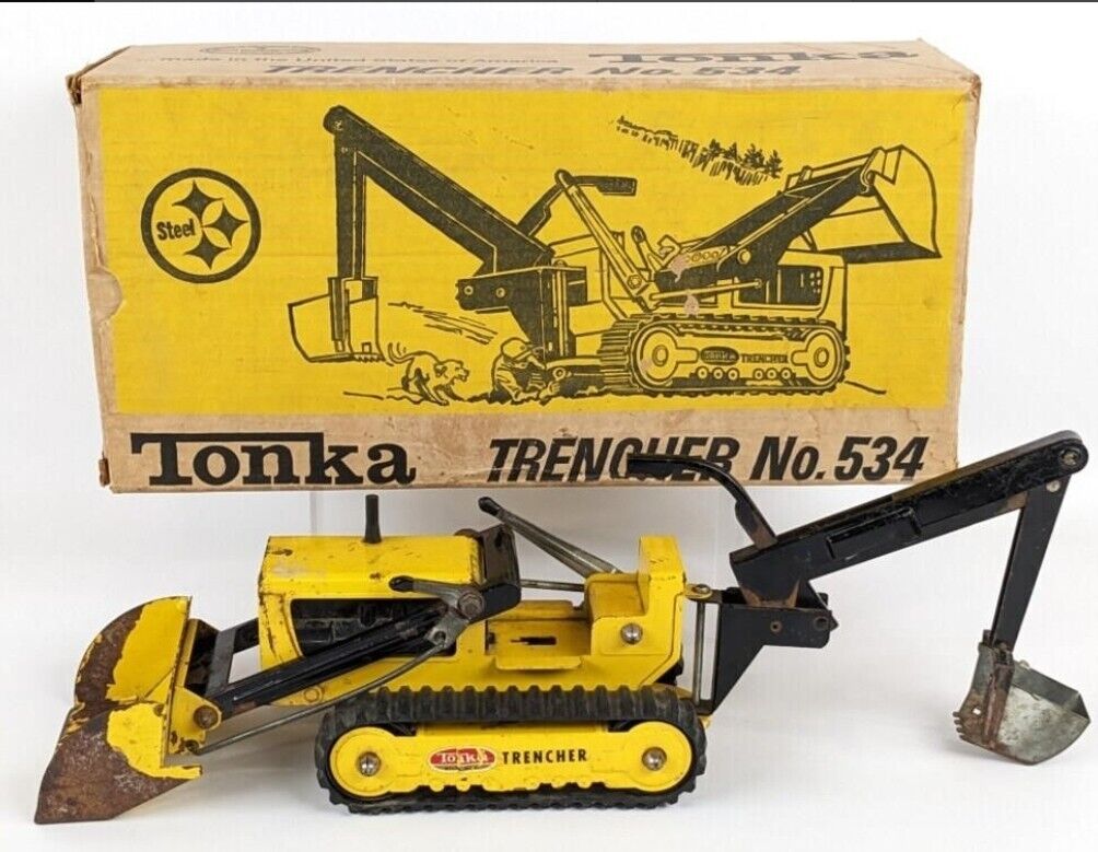 Vintage Tonka No. 534 Trencher Toy with Original Box Truck Highway Collectible 