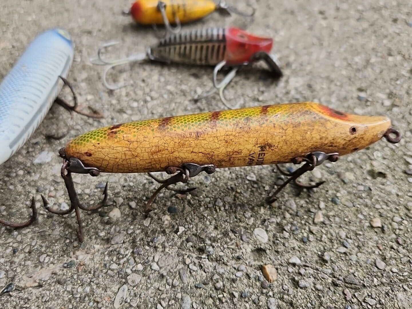 LOT of 4 Vintage  Fishing Lures Heddon River Runt Spook Lot Collection Boxes