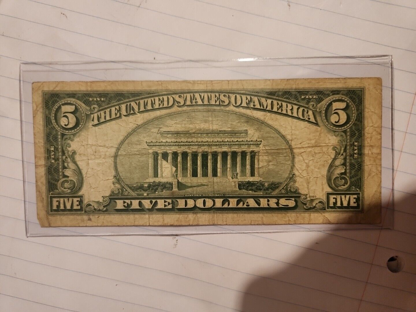 silver certificate five dollar 1953 series A blue stamp 