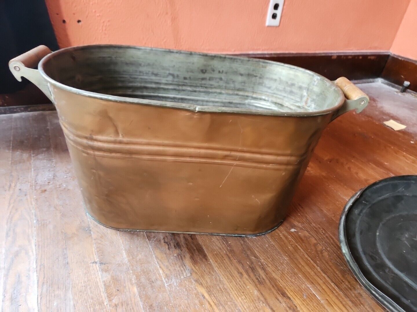 Large Antique Vintage c.1900 Copper Boiler Ham Cooker Wash Tub Kitchen Primitive