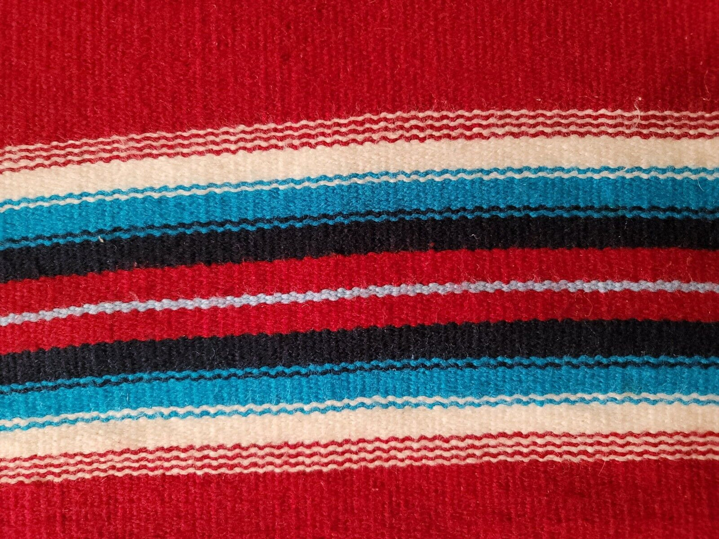 Vintage Woven Wool Southwestern Navajo Style Area Rug Fringes 31" x 13.5" 