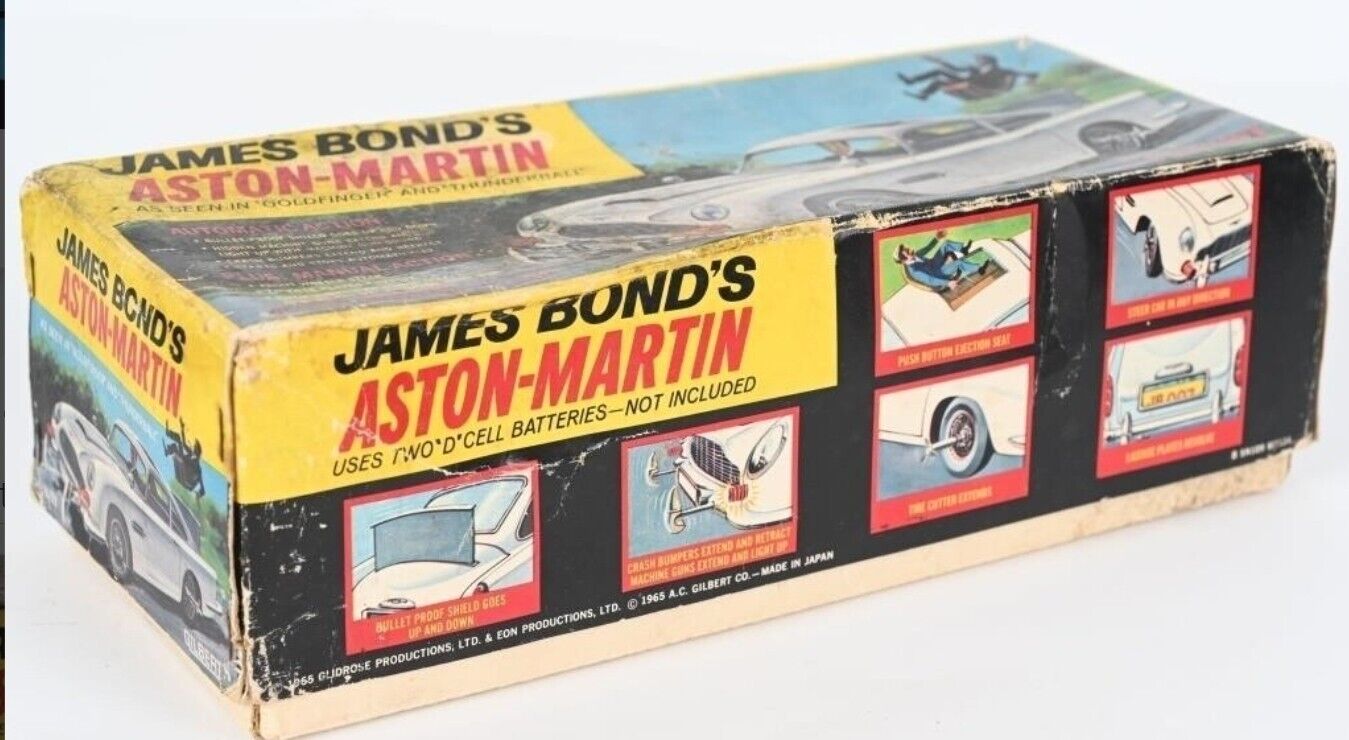 VINTAGE 1965 AC GILBERT JAMES BOND'S DB5 ASTON MARTIN TOY CAR W OG HT/BOX Works 