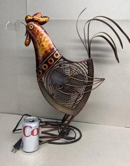 Vintage Rooster Chicken Electric Fan Sculpture Farmhouse Farm Brutalist Art