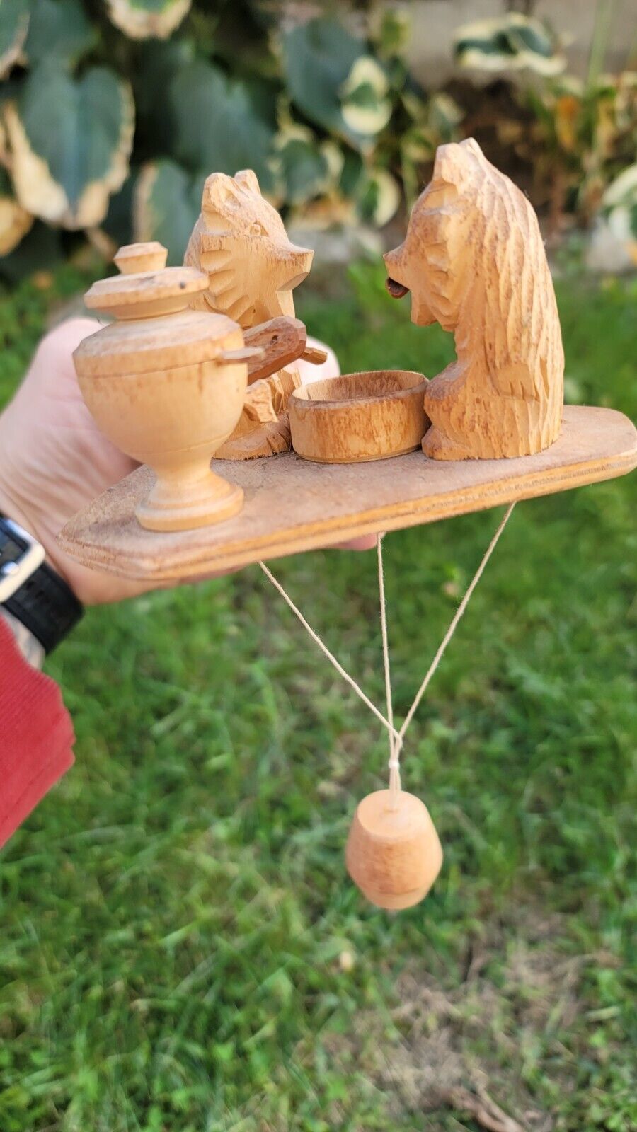 Handmade Old Fashioned Wooden Game Two Bears Eating Honey Magaw Studios 