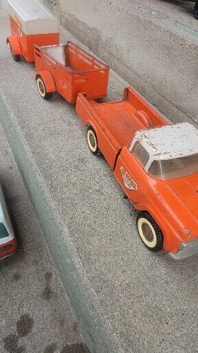 Vintage Nylint U Haul 60 Ford Pickup Truck + Trailers, Pressed Steel 3 Piece Set