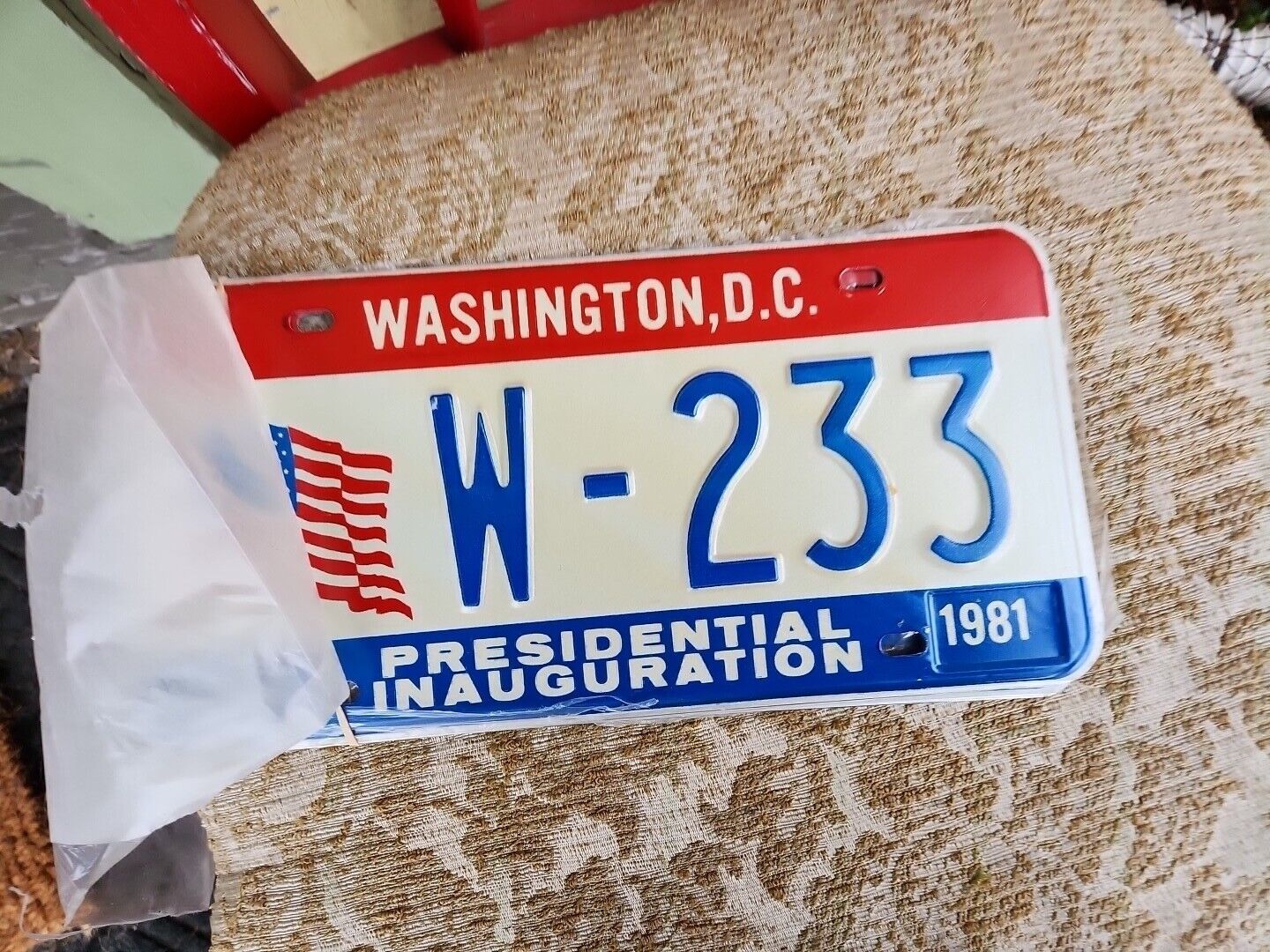 District of Columbia Inauguration 1973 License Plate - "W-233" Vanity Souvenir