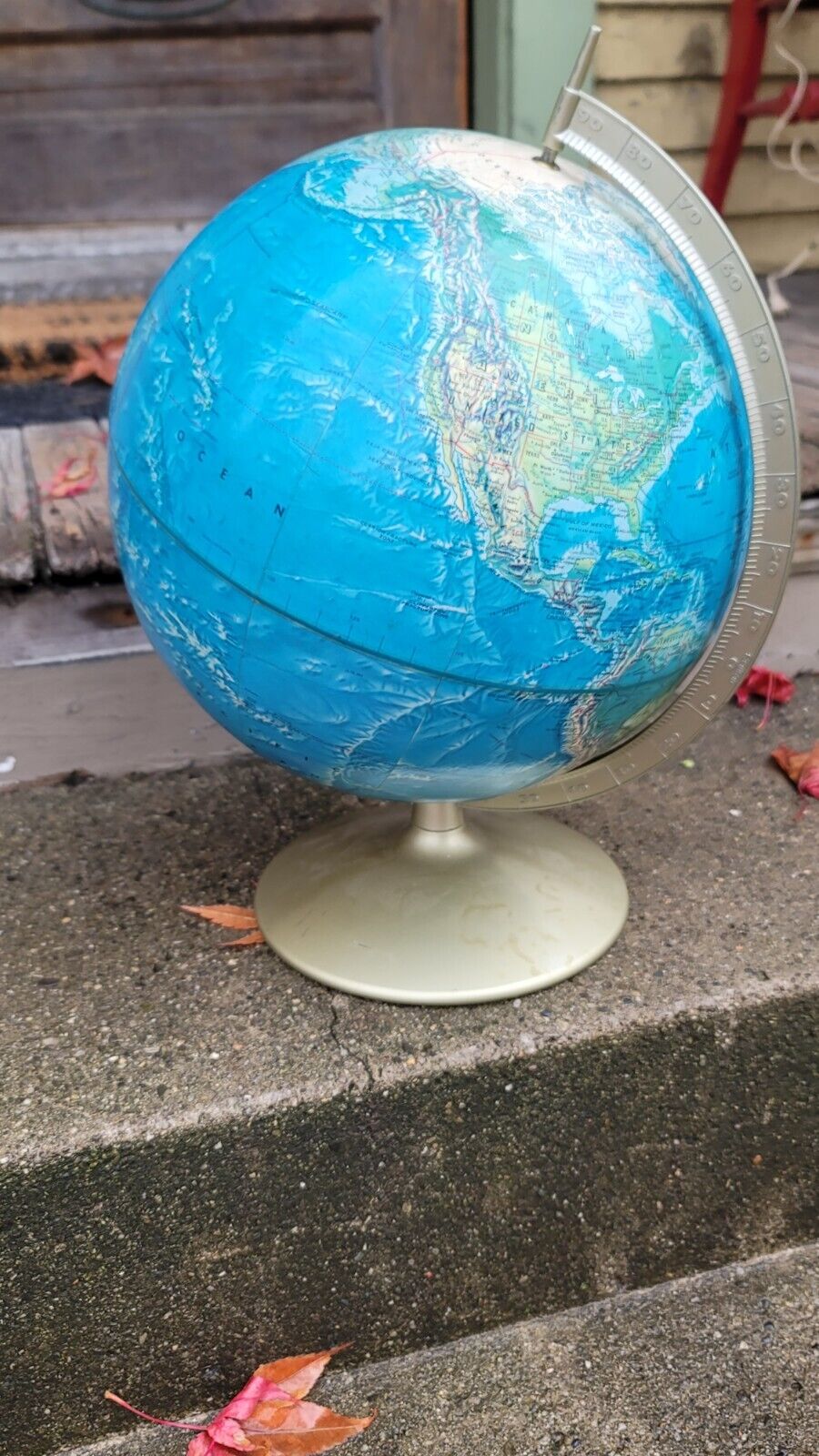 Vintage Replogle Globe Colonial Ocean 12-inch Diameter USA Mcm Deco Stand