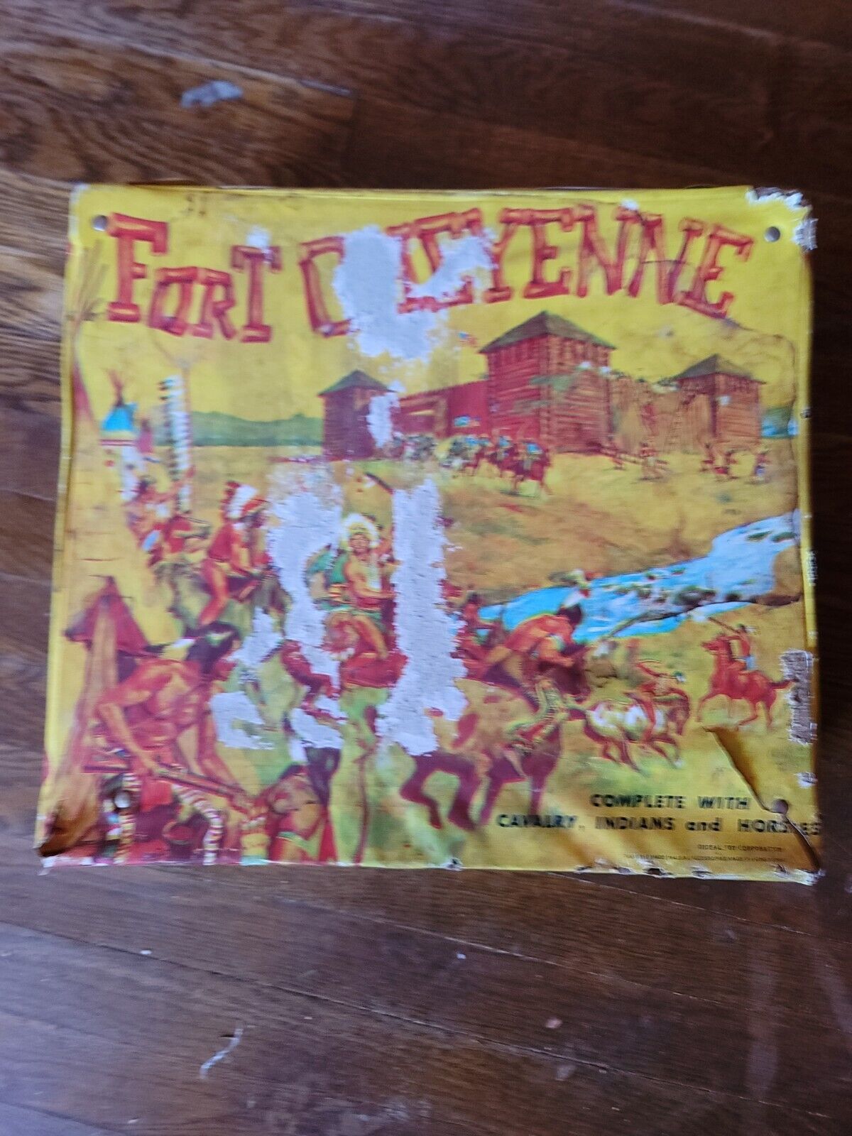 Vintage Ideal Fort Cheyenne Folding Play Set With Soldiers And Indians