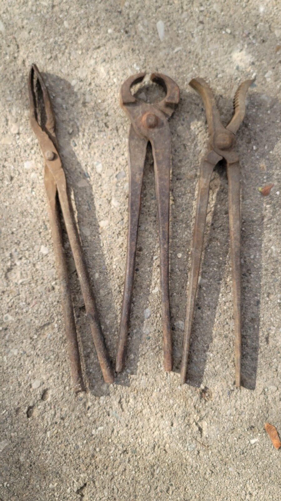 Lot Of 3 ANTIQUE Blacksmith Anvil Nippers Tongs Cutters VINTAGE Tools LOT USA